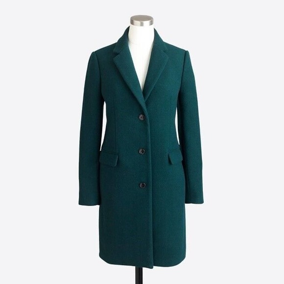 J. Crew Jackets & Blazers - J. Crew Long Wool Blend Topcoat Dark Green E6228 Women's Size 6 H14099